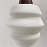 Teak and opaline pendant light from the 60s by Louis Kalff for Philips