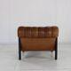 70s living room set in cognac brown leather with black wenge wood frame