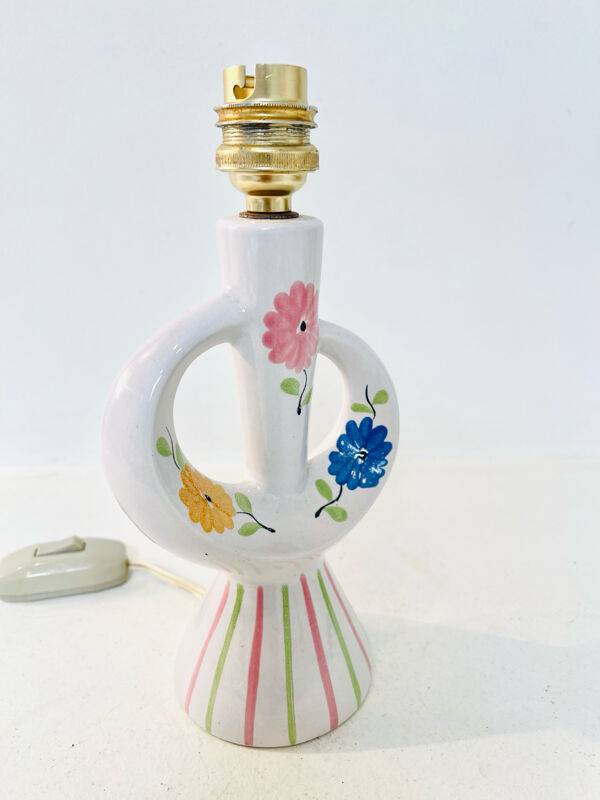 Petite lampe en céramique fleurie – Années 50