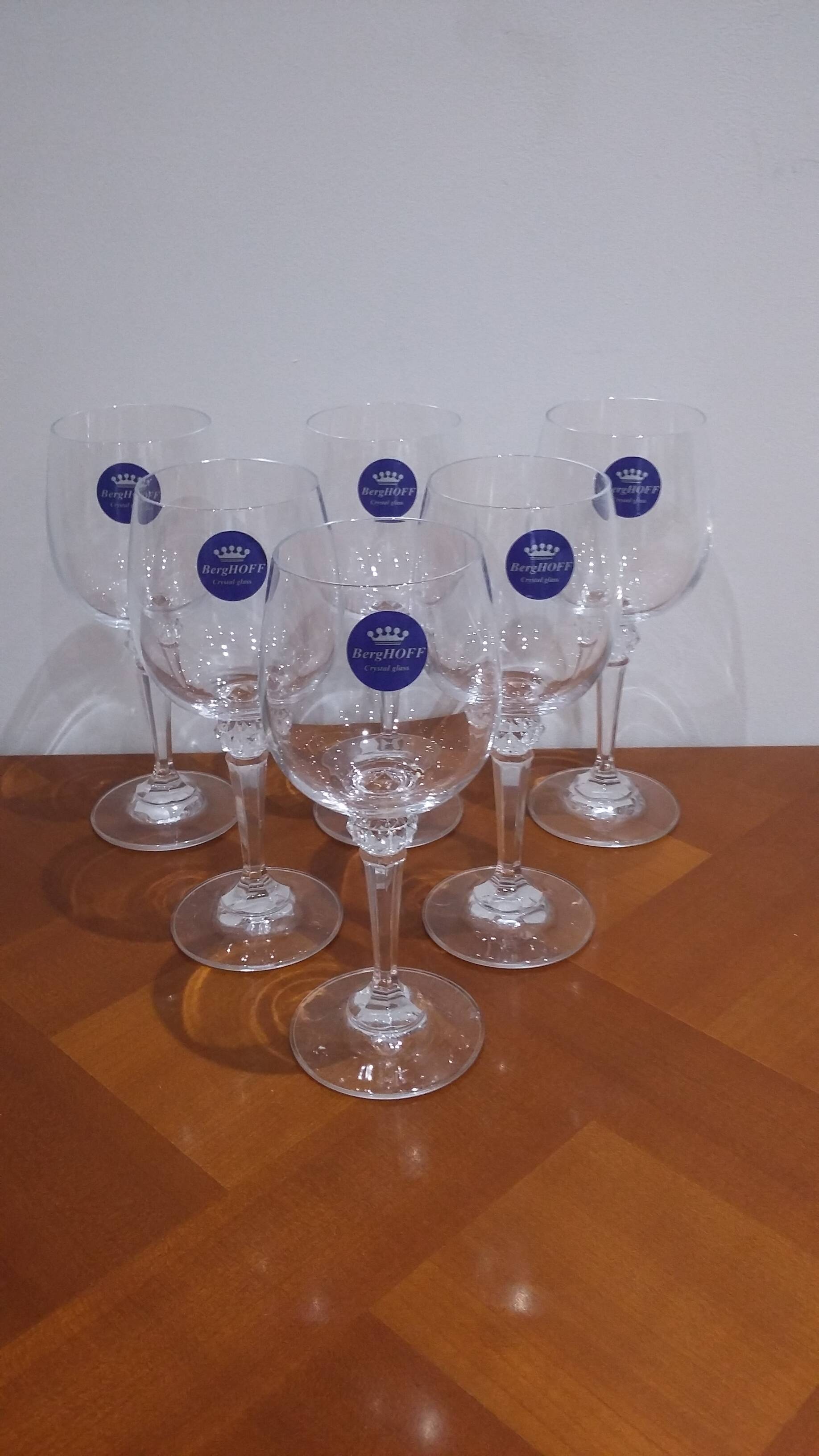 Very Nice Set of 6 Berghoff Crystal Wine Glasses