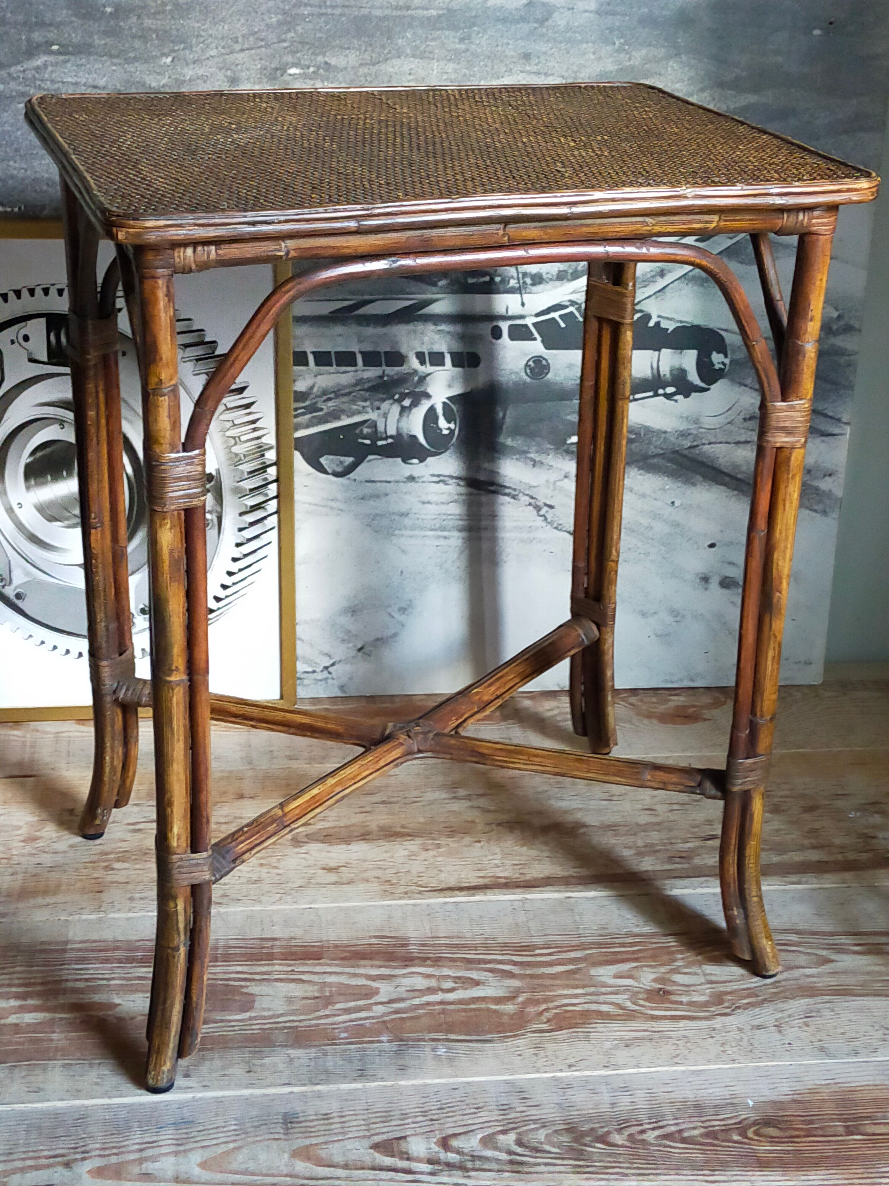 Side service table in old rattan