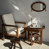 Small oval Art Deco mirror in brown and gold 33x54.