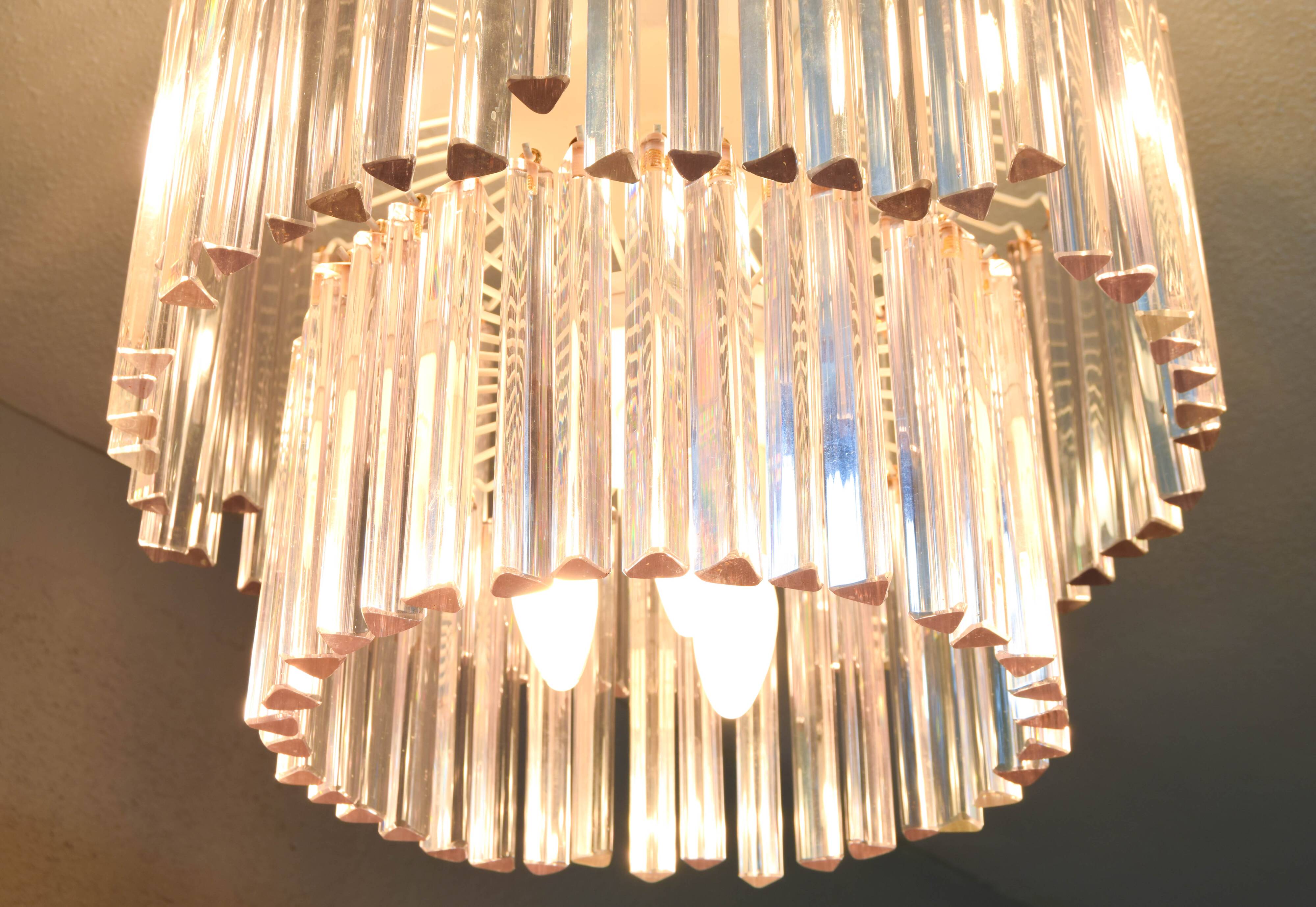 Lustre en verre années 60 venini mid century italien moderne triedri murano
