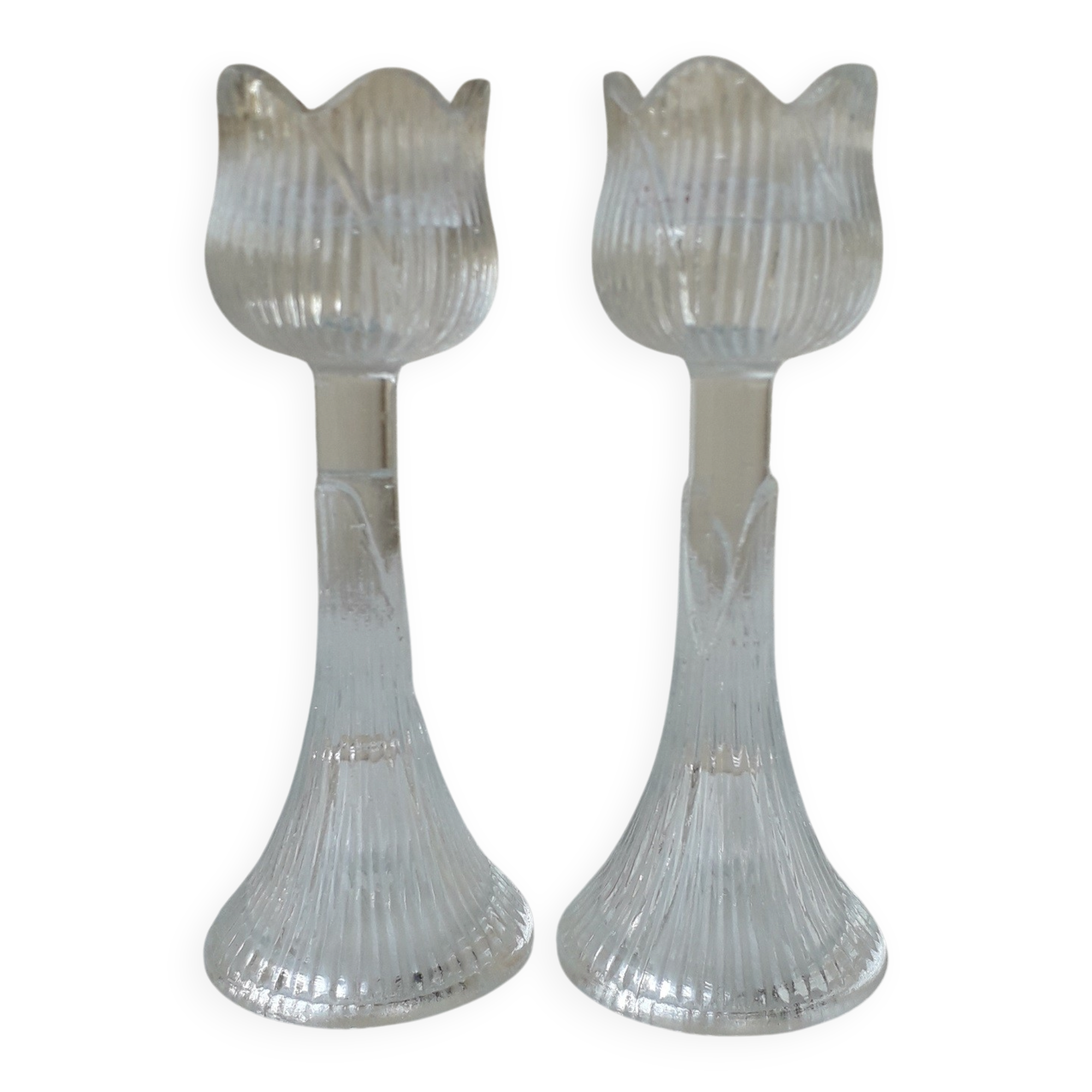 Pair of glass candlesticks