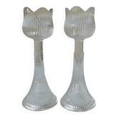 Paire de bougeoirs en verre