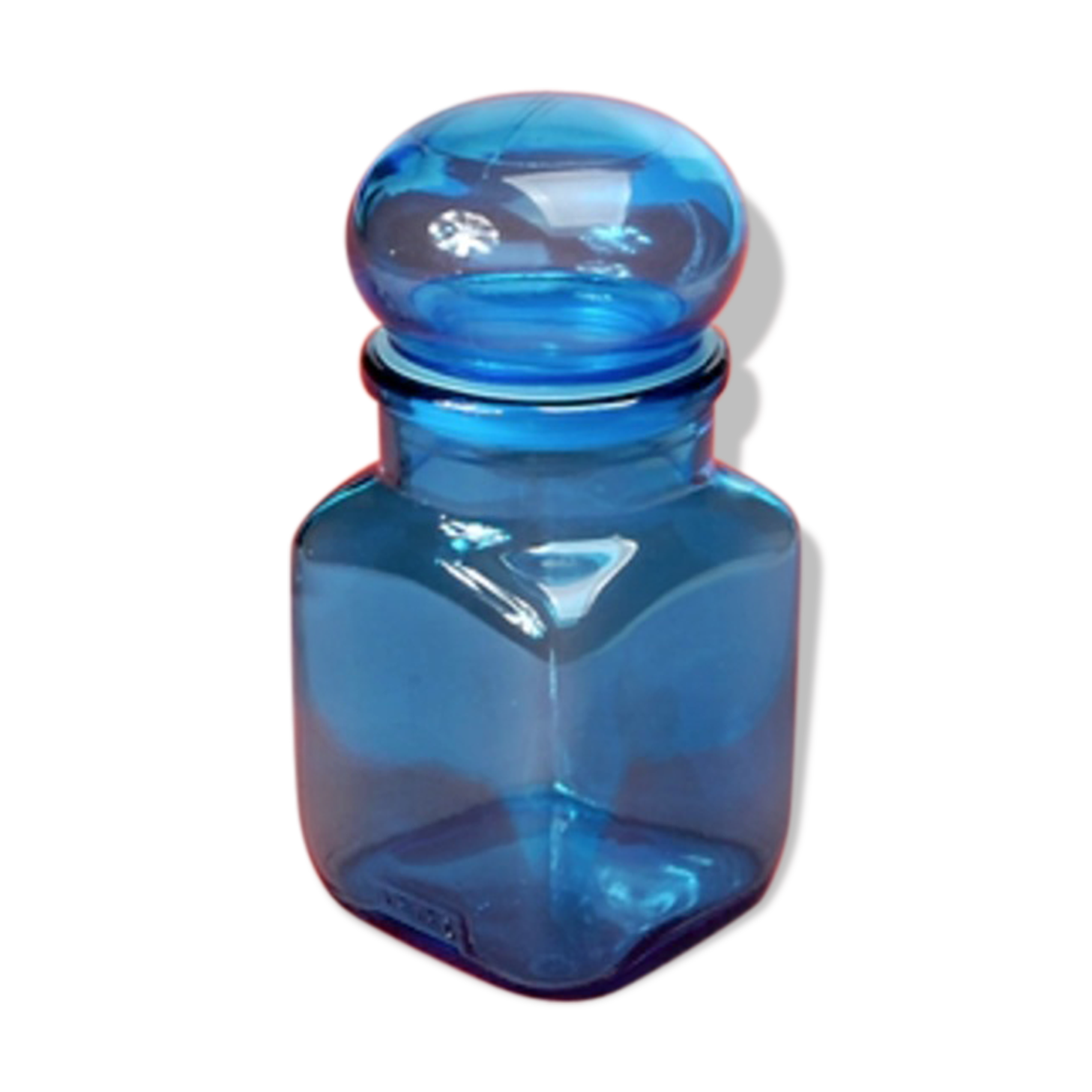 Bocal en verre bleu irisé