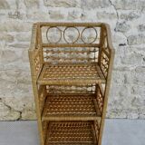 Folding shelf in wood and raffia