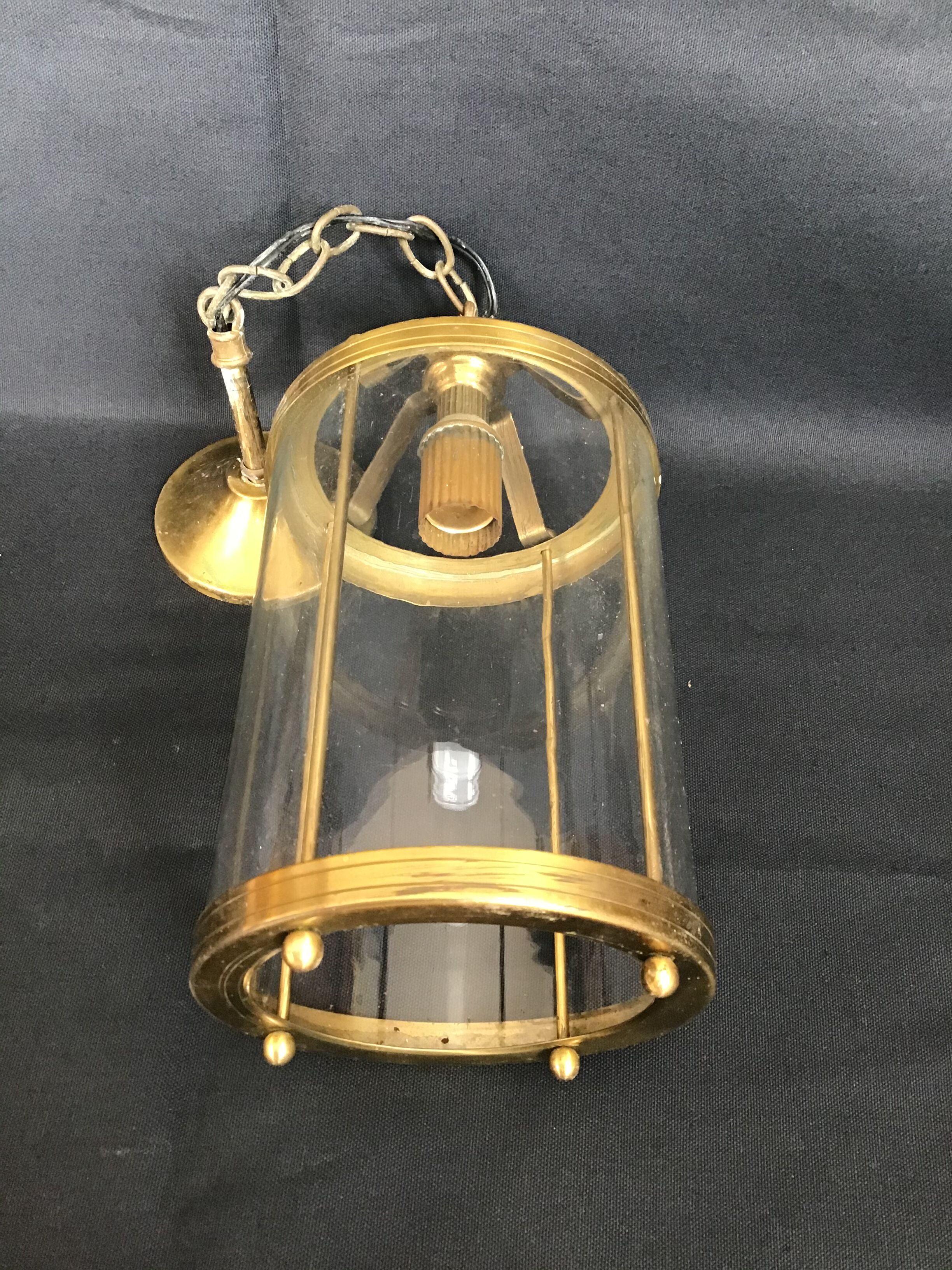 Brass and glass chandelier