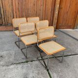 Set of 5 mid-century Italian B32 Cesca chairs by Marcel Breuer, 1970s