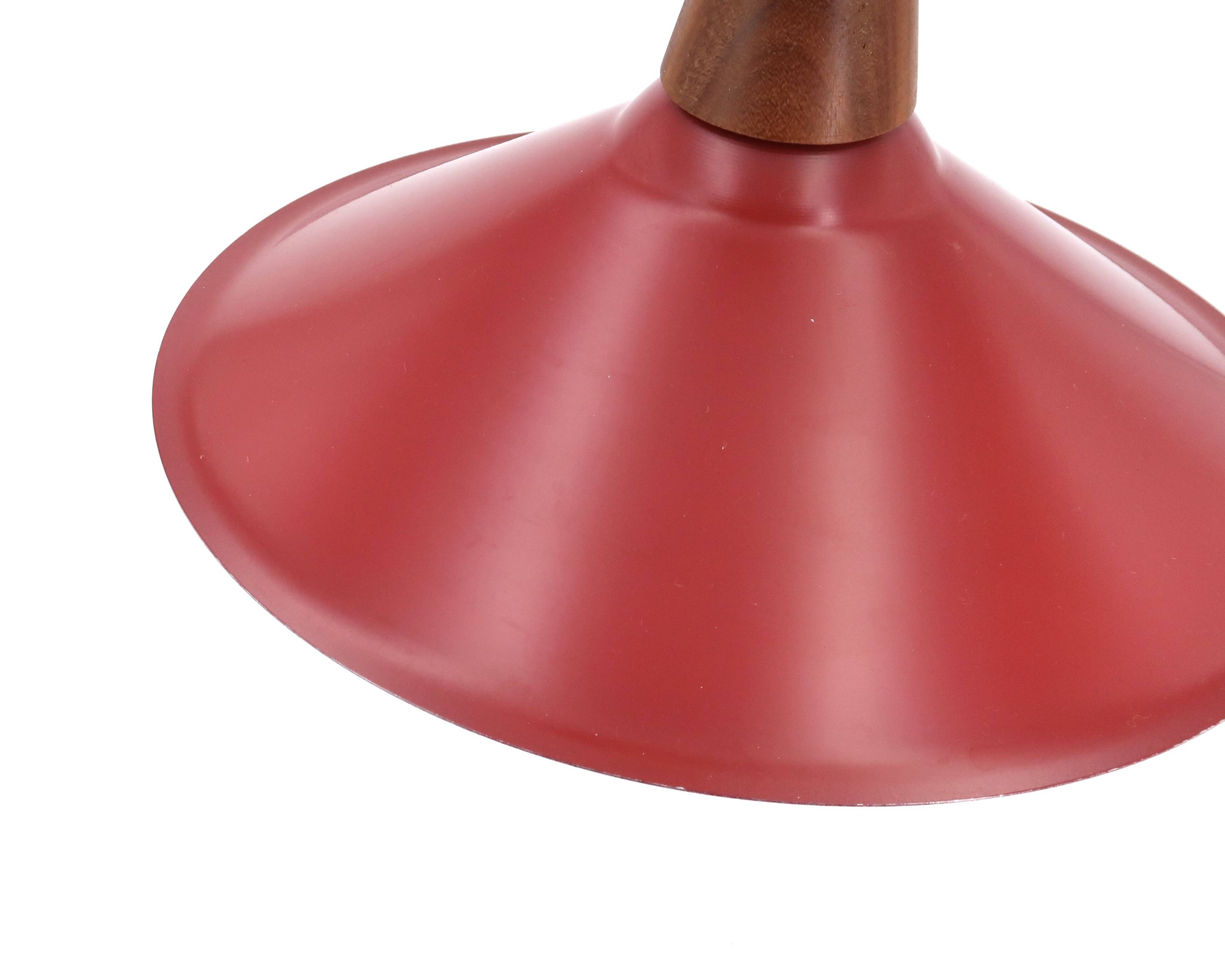 Suspension rouge en métal et teck, années 70