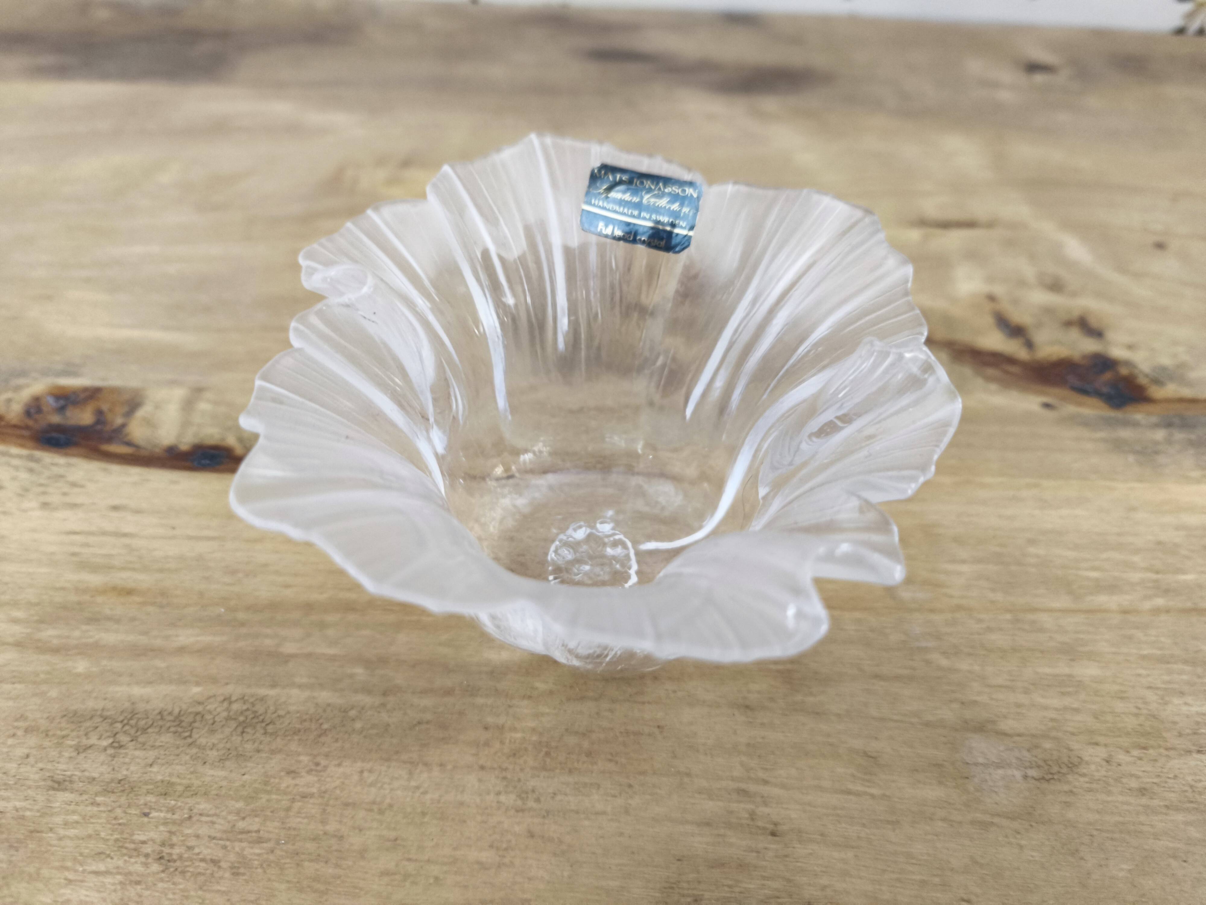 Flower-shaped crystal candle holder by Swedish designer Mats Jonasson