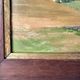 Old oil painting of a landscape on panel from 1920, haystacks.