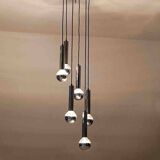 Large mid-century cascade chandelier in chrome
