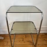 Metal and smoked glass side table, 1970