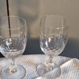 2 antique Baccarat crystal wine glasses, scale pattern, 20s/30s