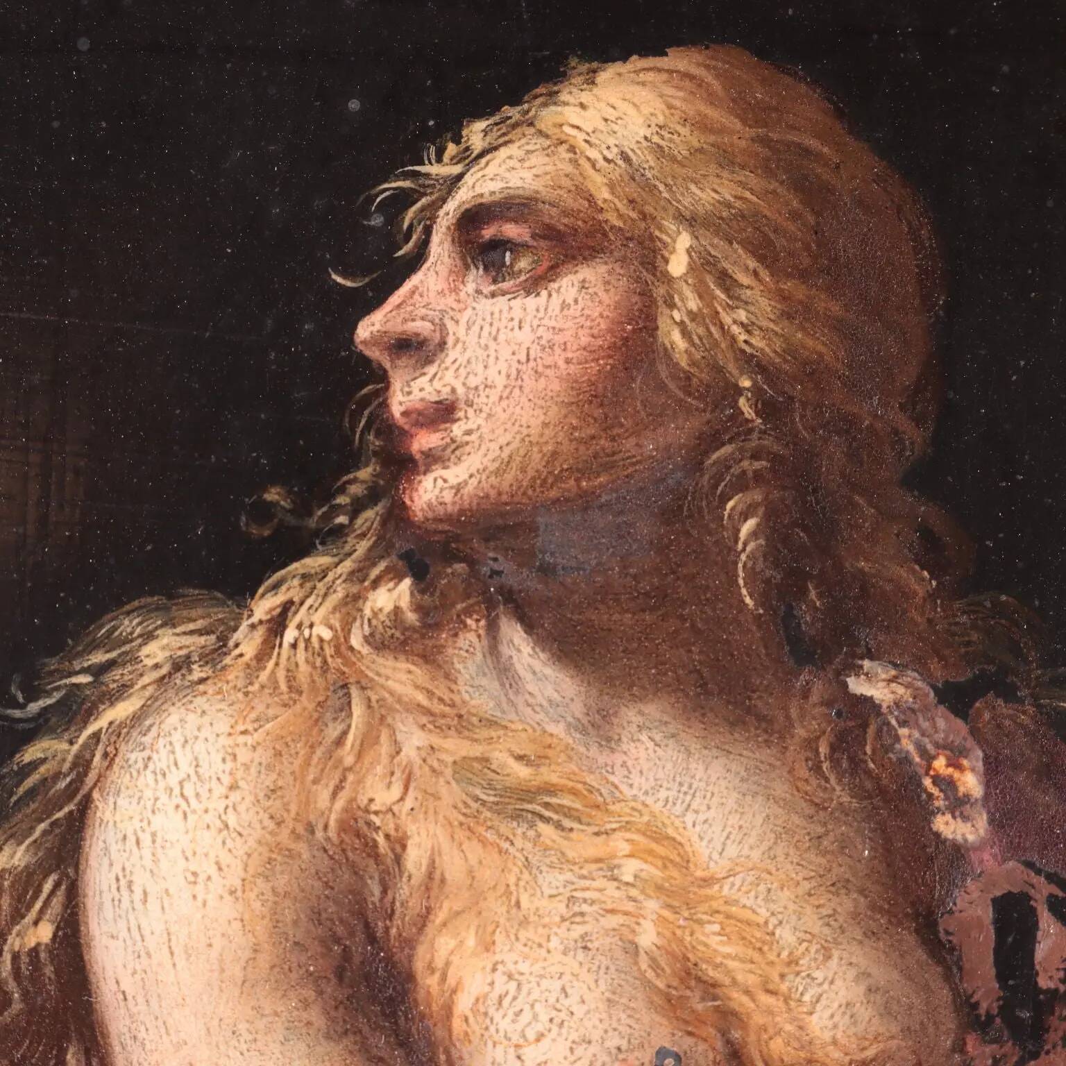 Paire de peintures anciennes sur ardoise, sujet religieux, XVIIe siècle