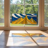 Vitrail paysage – Style Tiffany fait main, panneau décoratif