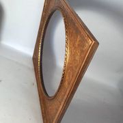 Old Florentine frame round view rebate 38 cm chiseled wood gilded stucco + glass SB656