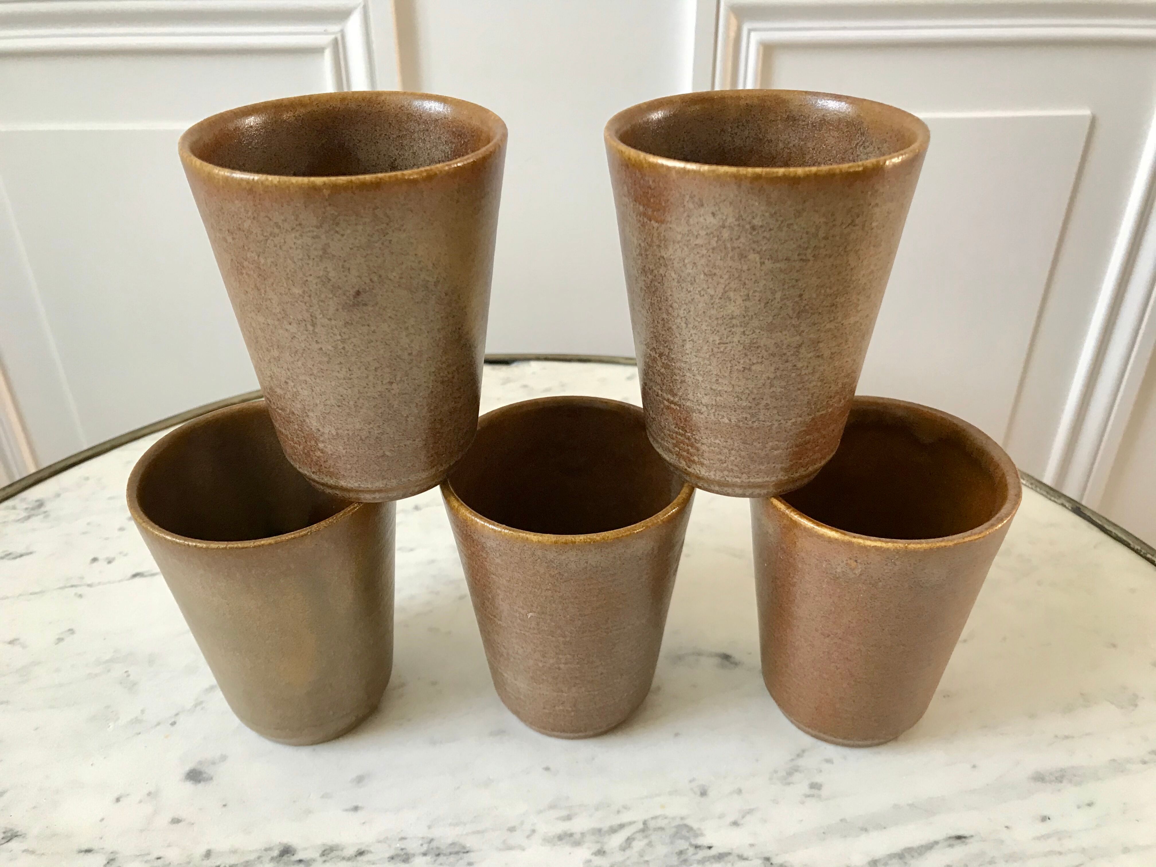 Lot de 5 verres en grès Digoin Sarreguemines années 70