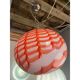 Contemporary Red and White Sphere Pendant in Glass