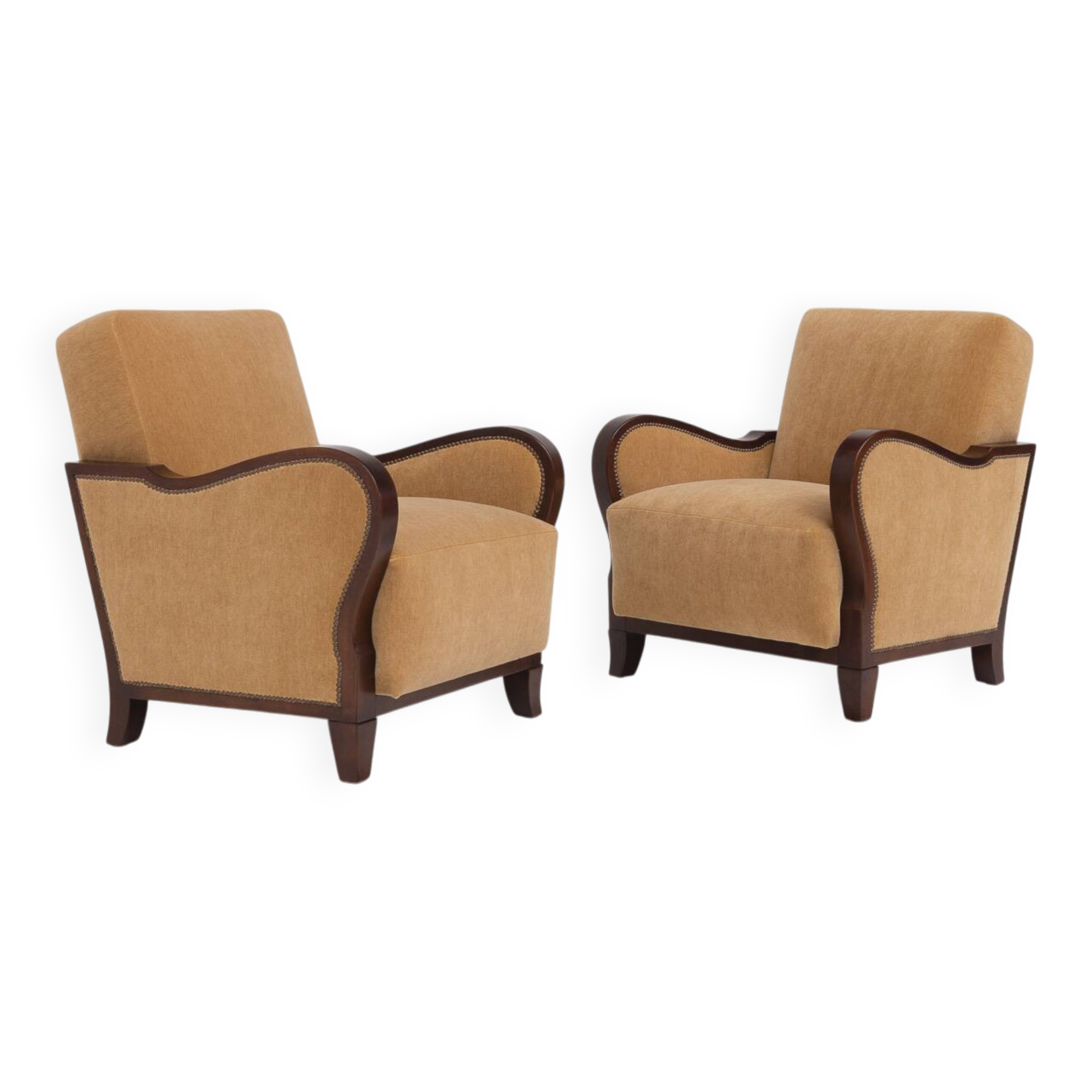 Paire de fauteuils club Art Déco, années 1940