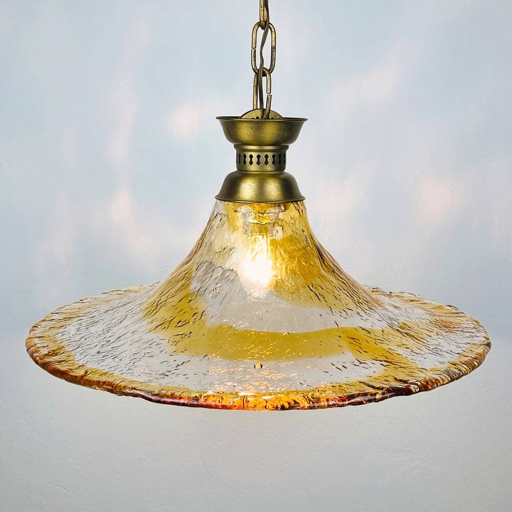 Vintage Murano glass pendant lamp by AV Mazzega, Italy, 1950s.