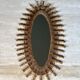 Oval Mirror in Rattan. Woven Willow and Bamboo. French Work from the Riviera.