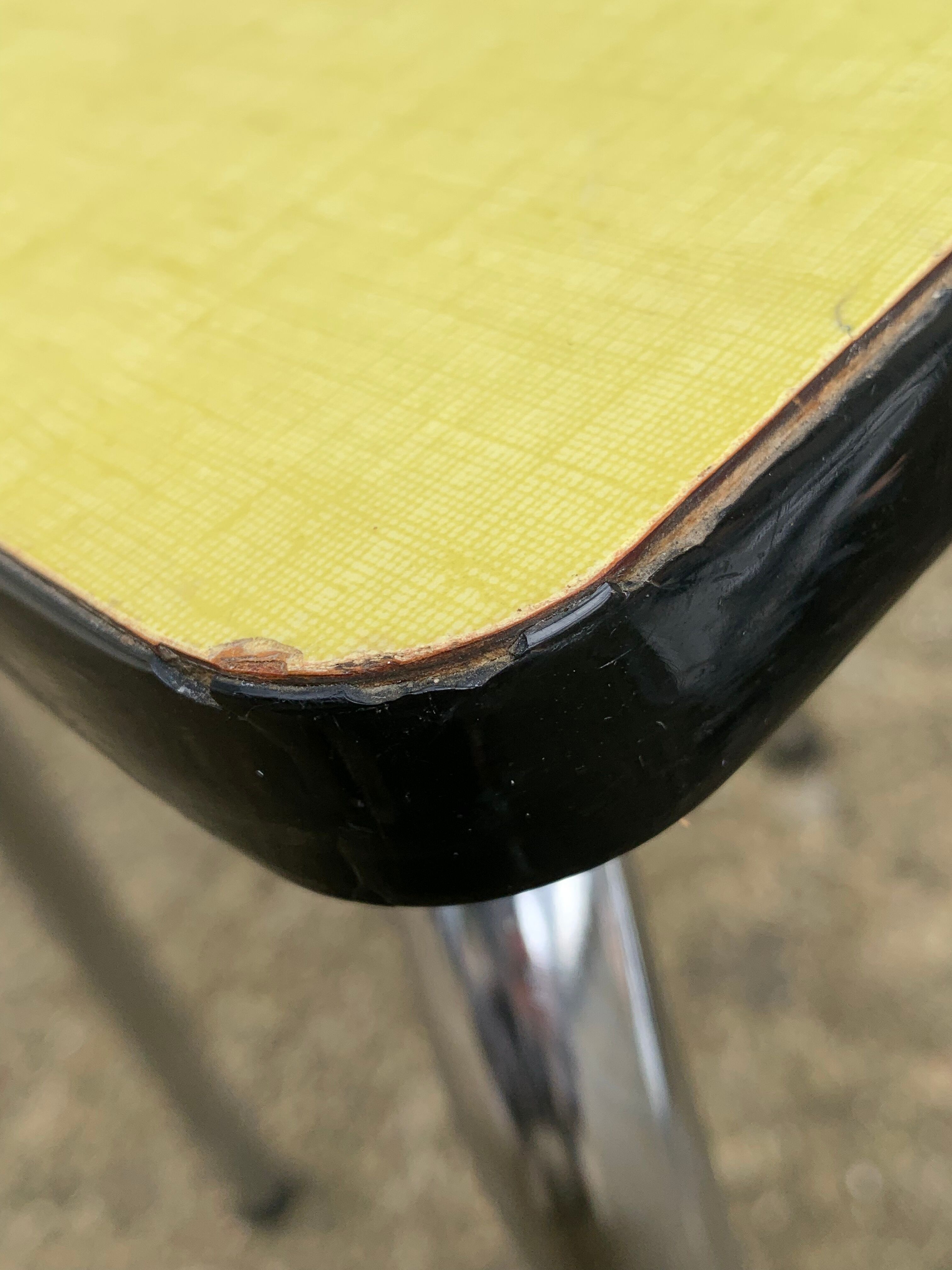 Mismatched formica chairs and stool 1960