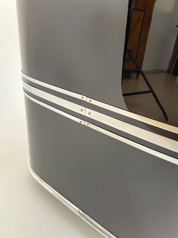 New York Desk in Black Lacquered Metal & Linoleum from Mauser, Germany, 1950