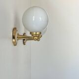 Pair of vintage wall lights, brass and opaline, France, 1980