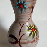 German ceramic vase west-germany with two flowers model n°1256