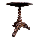 Side table, dark carved wooden pedestal ⌀ 62 cm