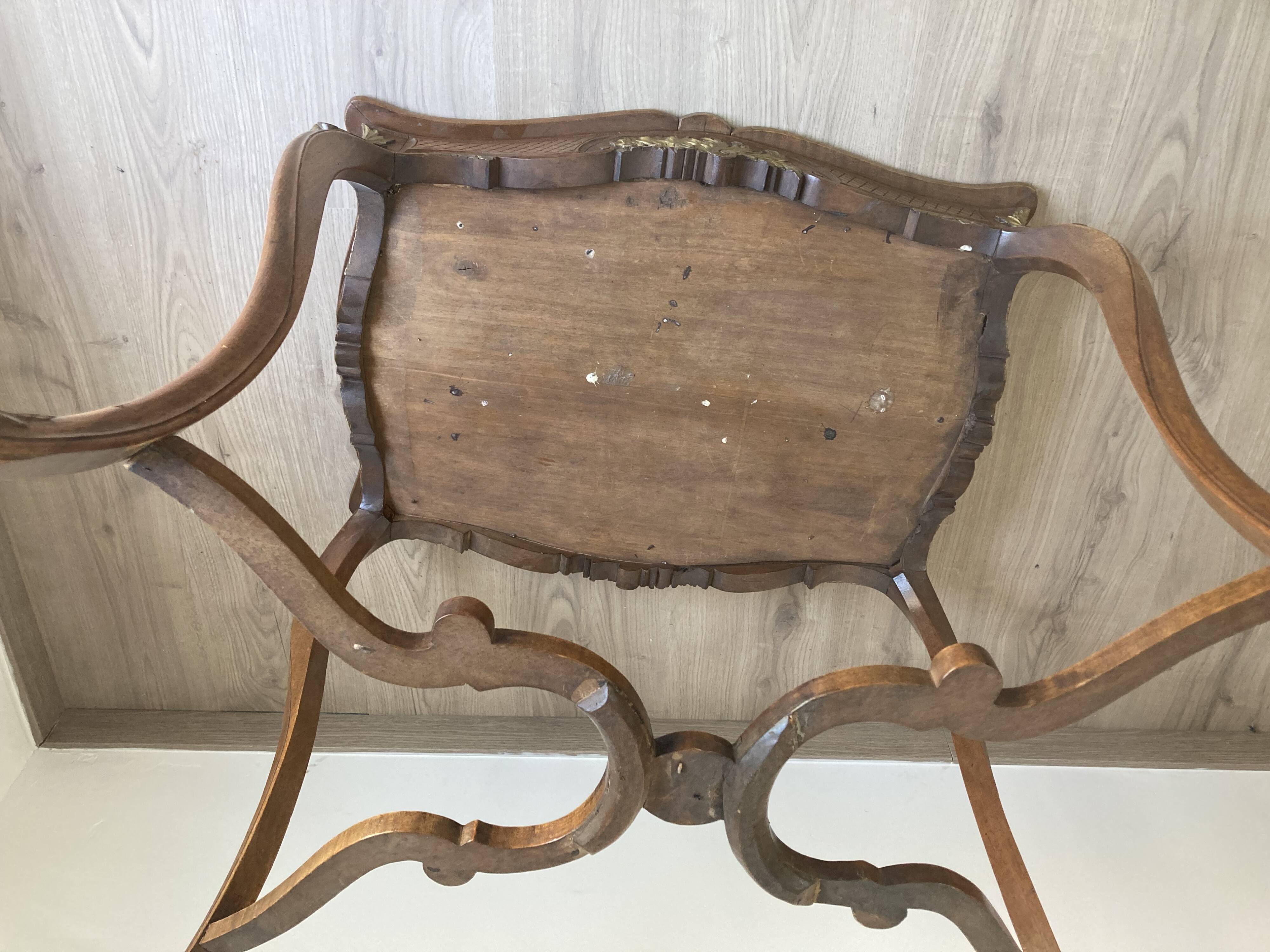 GAME TABLE STYLE LOUIS XV WOOD CARVED CIRCA 1900 GREEN CARPET 2 COMPARTMENTS