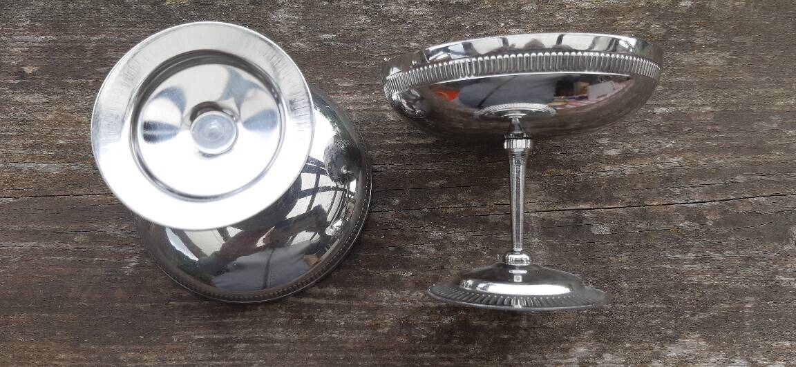 6 vintage stainless steel ice cream cups