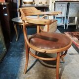Leather curved wooden desk