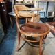 Leather curved wooden desk