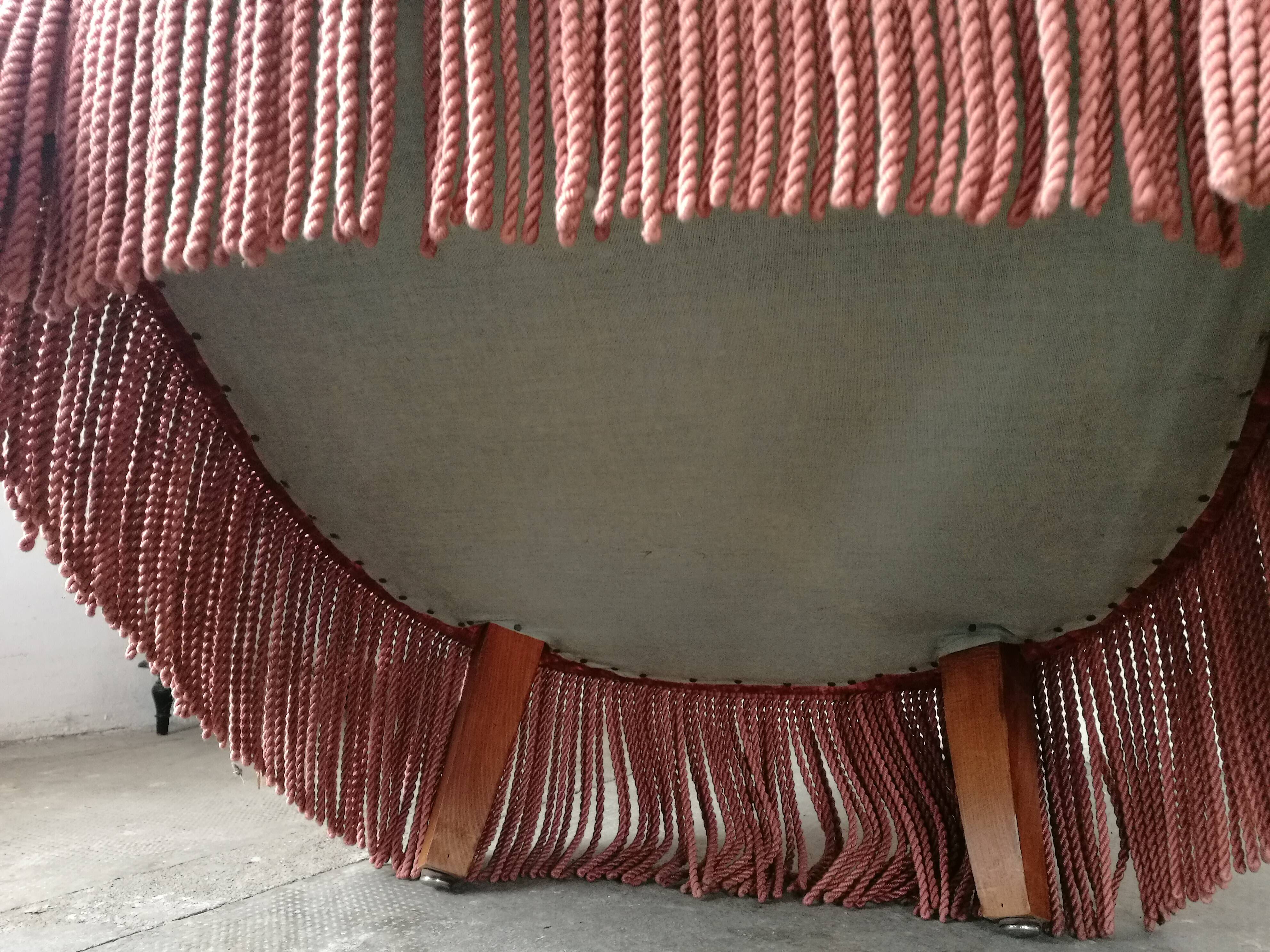 Orange velvet toad armchair