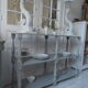Console vintage 3 plateaux vert de gris