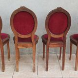 Set of 4 Louis XVI medallion chairs in walnut