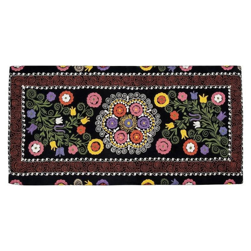 Handmade Ottoman Suzani Covered Bench from Anatolia