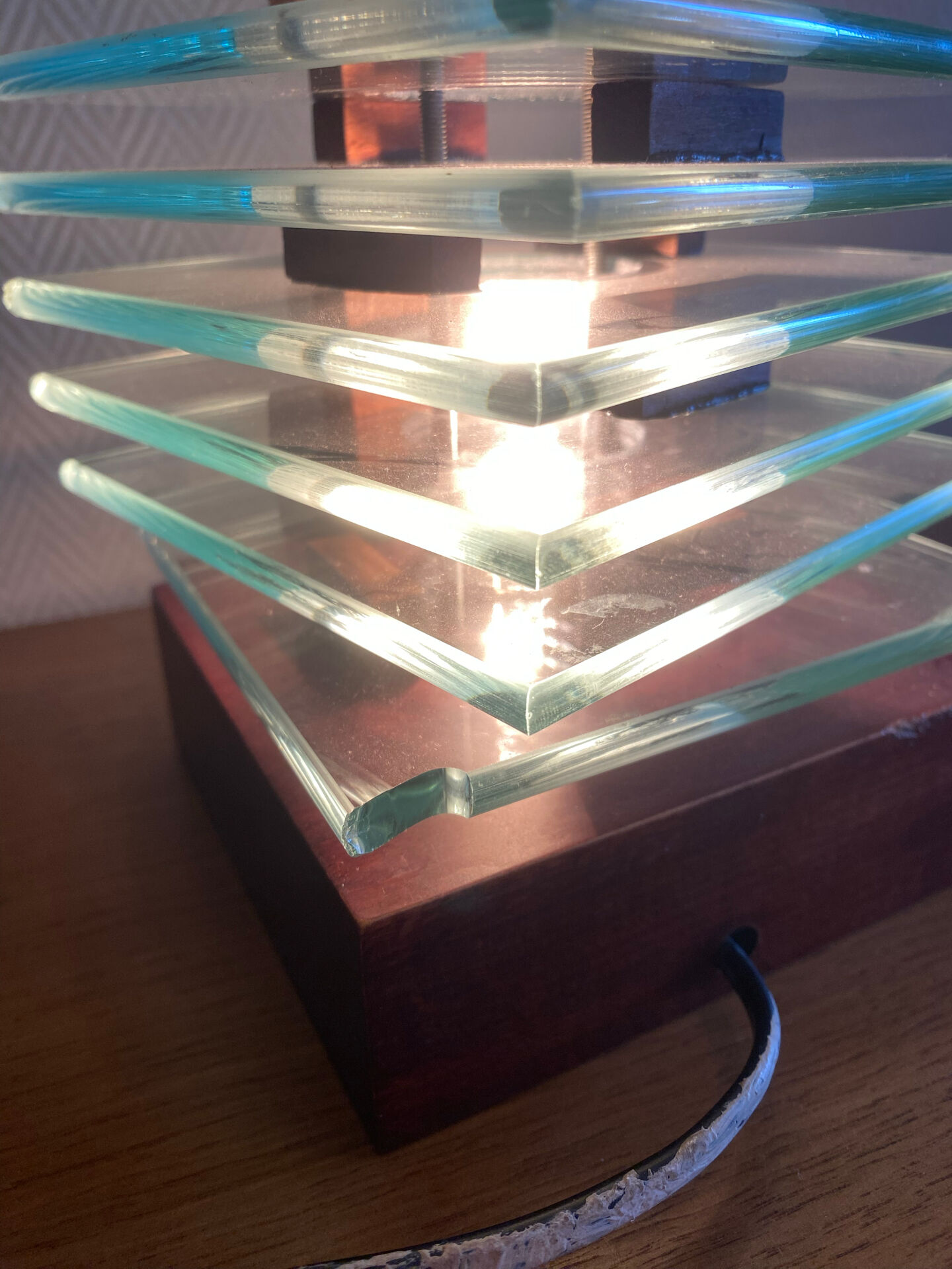 Vintage stepped glass lamp in Desny style