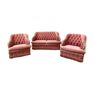 Living room 3 pieces velvet toad