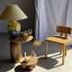 Large blue and yellow lamp with floral patterns H60