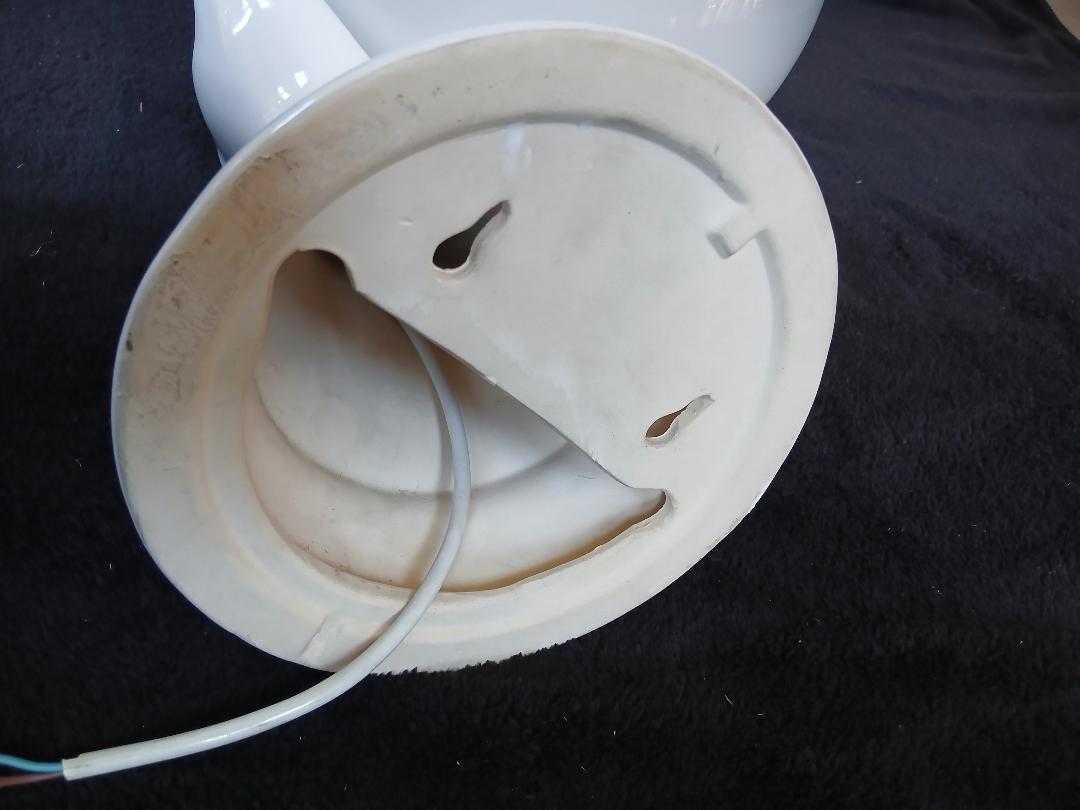Giant hand-applied white ceramic Art Deco lamp.