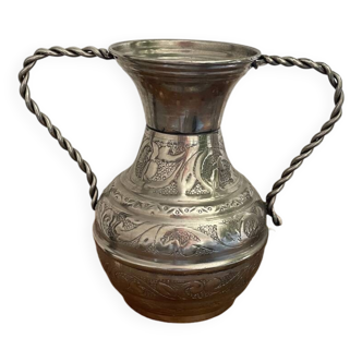 Silver-handled vase