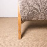 High armchair in curved beech and recent konkav fabric model by paul bode for federholz.