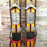 Vintage wooden Rossignol Hickory ski pair