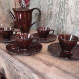 Mid Century French coffee set for 4, faïence Salins, model Bahamas
