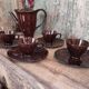 Mid Century French coffee set for 4, faïence Salins, model Bahamas