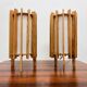 Ib fabiansen wooden space age table lamps by fog and mørup - denmark - 1960s